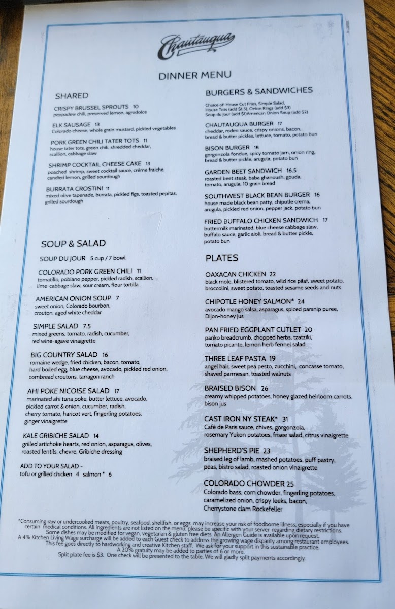 Chautauqua Dining Hall Menu - Image 3